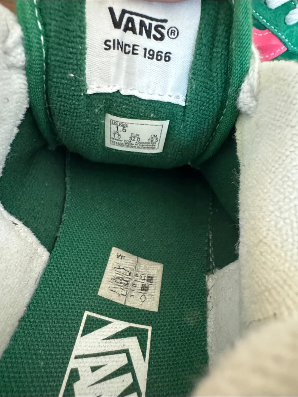 Vans Knu Skool Kids Green & Pink Suede Low-Top Sneakers